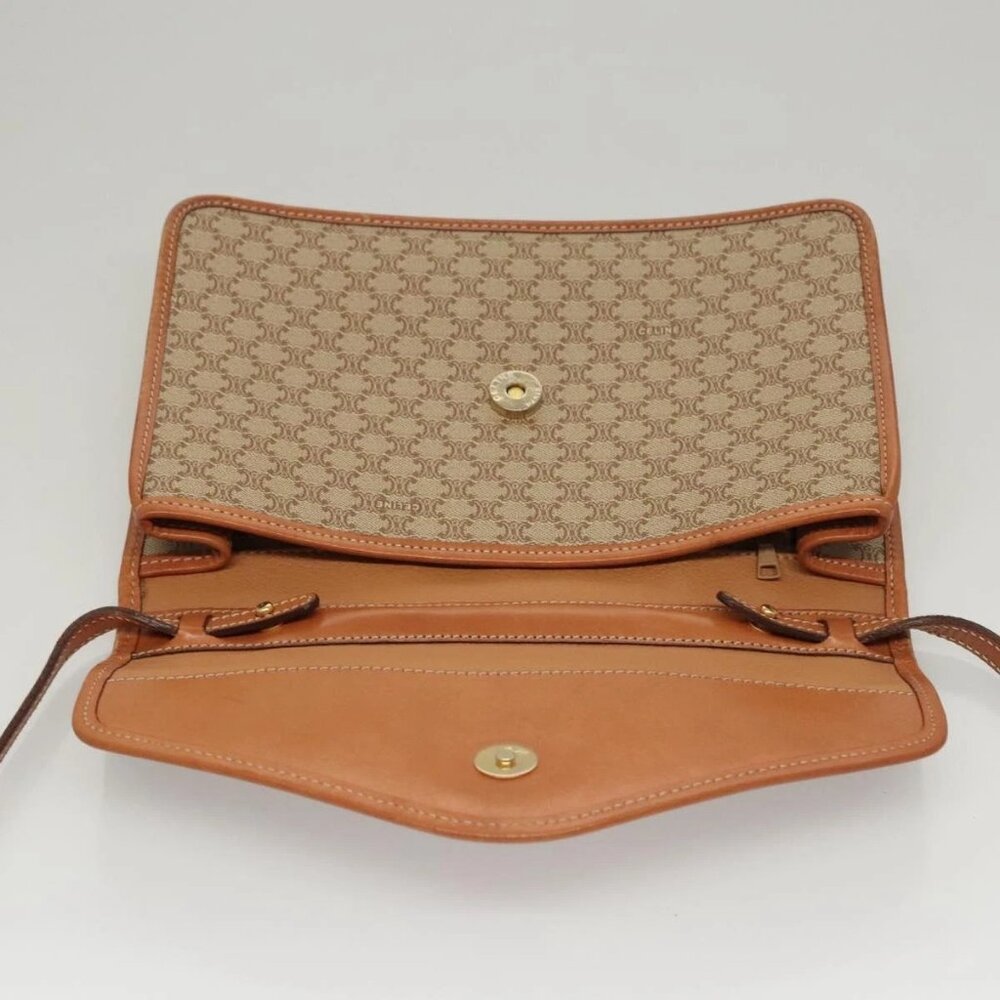 CELINE Macadam Canvas Shoulder Bag Beige Gold Auth - Picture 9 of 16